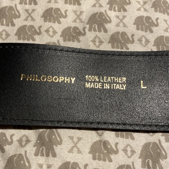 Philosophy Alberta Ferretti Black Leather Suede Embellished Logo Belt NeverUsed